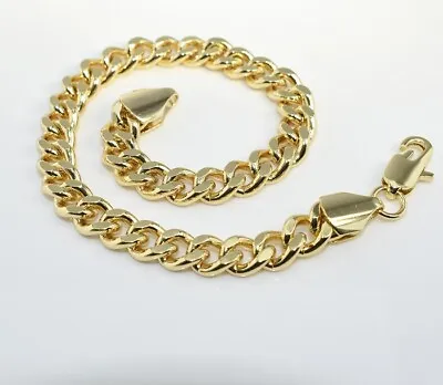 14K Yellow Gold Filled 6.5mm Curb Link Bracelet 8  W Lightly Scatch Clasp D/350g • £5.29