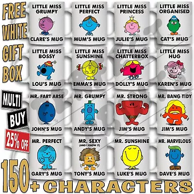 £8.99 • Buy MR MEN Mug LITTLE MISS Personalised NAME Coffee Cup Tea Fathers Day Birthday Eid