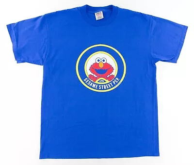 Vintage 90s Sesame Street Pep Henson 1993 Elmo T-Shirt Oneita XL Blue • $19.97