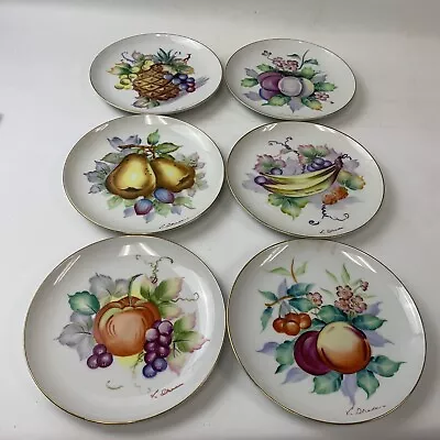 Hand Painted Fruit Plates UCAGCO China 7 1/8” Across. 6 Plates • $37.99