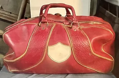 Vintage Scovill 2-Ball Bowling Ball Bag Reddish Feux Leather • $17