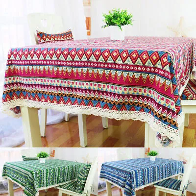 $7.99 • Buy Vintage Boho Tassels Lace Tablecloth Table Runner Cover Dining Party Home