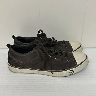 UGG Sneakers Womens 9.5 Brown Sheepskin Lined Evera Leather Suede Lace Up Shoes • £20.24