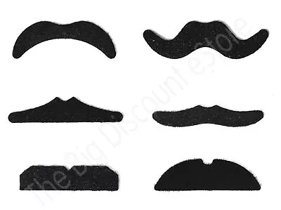 Novelty Fake Moustache Mustache Fancy Dress Outfit Party Self Adhesive Set Of 12 • £3.99