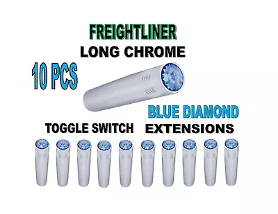 Freightliner Long Chrome Toggle Switch Extensions - Blue Set Of 10 • $49.40