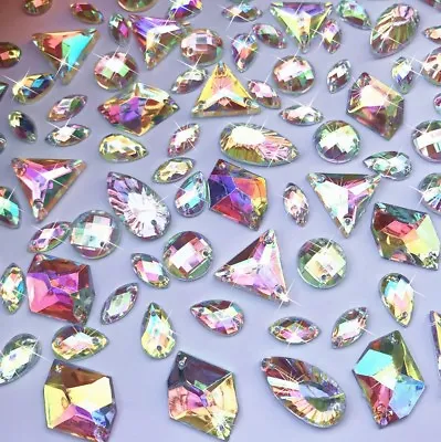 Ab Flat Back Rhinestone 50x Crystal Clear Embellishment Gem Sparkly Iridescent  • £4.99