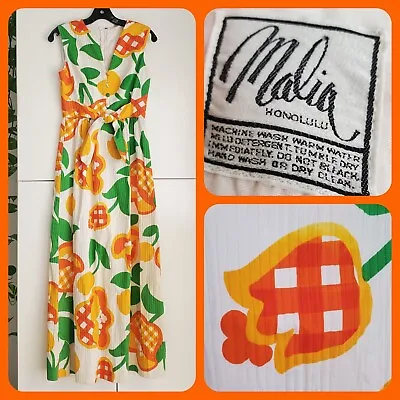 Vintage 60s 70s MALIA Dress PSYCHEDELIC Floral Maxi Muumuu HAWAIIAN Cotton 1970s • $250