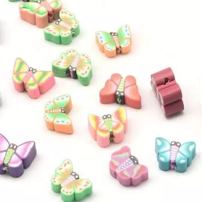 £3.19 • Buy Mixed-Colour Polymer Clay Beads Butterfly 7x10mm Pack Of 30