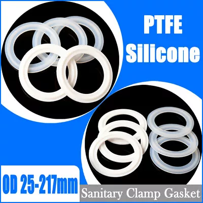 Silicone/PTFE Sanitary Clamp Spacer 25mm-217mm Tri Clamp Ferrule Sealing Gasket • $3.50