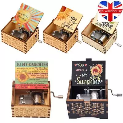 Retro You Are My Sunshine Hand Crank Toy Kid Gift Handmade Wooden Music Box UK • £6.79