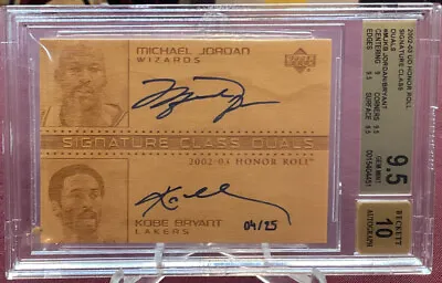 2002-03 UD Honor Roll Michael Jordan Kobe Bryant Dual Auto On-Card #/25 BGS 9.5 • $29995.95