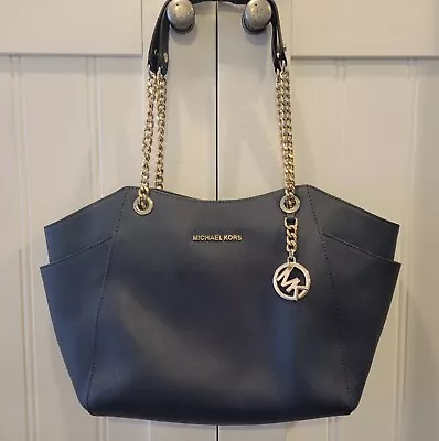 Michael Kors Dark Navy W Gold Accent Shoulder Tote Bag *see Photos • $28.20