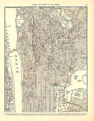 UPPER MANHATTAN BRONX NEW YORK Antique Original Detailed City Map 1936  • £18.31