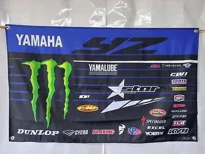 Vtg Motocross Enduro Flag Banner Sign Logo Yamaha YZ M Ons Room Garage Shop • $35