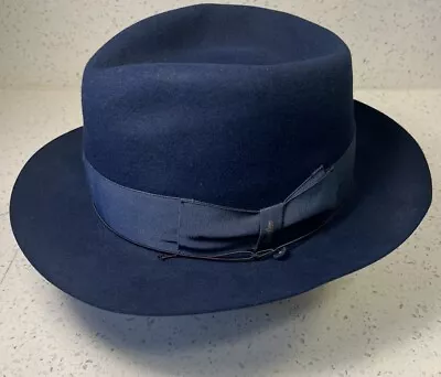 Borsalino Alessandria Navy Blue Felt Vintage Mens Fedora  • $225