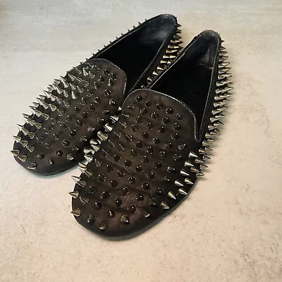 UNIF Hellraiser Black Silver Spike Studded Flats Womens Goth Grunge Metal Sz 7 • $100