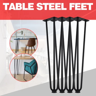 £18.99 • Buy 4x Hairpin Legs Hair Pin Legs Set For Furniture Bench Desk Table Metal Steel DIY