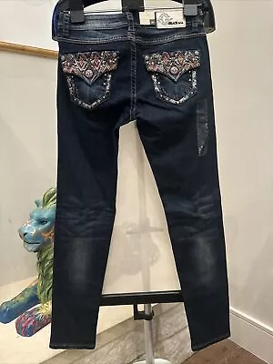 Grace In LA Women's Sz 30 Aztec Studded Embroidered Pocket  Skinny Jeans New • $42.24