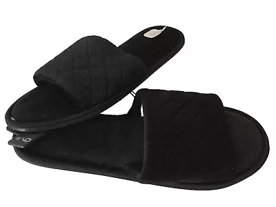 SECRET TREASURES Black One Band Lined Memory Foam Slides Slippers Sz 9  Wide* • $13.10