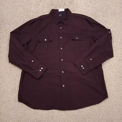 Apt. 9 Shirt Mens XXL Solid Purple Roll Tab Long Sleeve Button Up Pockets Cotton • $12.70