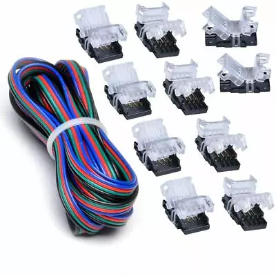 10PCS 4 Pin Connector For RGB LED Strip Light 10mm Waterproof+5M Extension Cable • $12.33