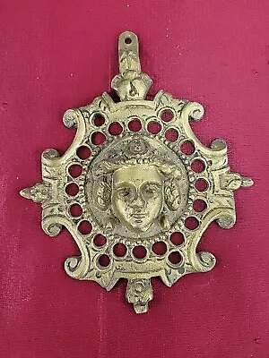 Vintage Solid Brass Wall Plaque Ornament Neoclassical Goddess  Portrait • $49.99