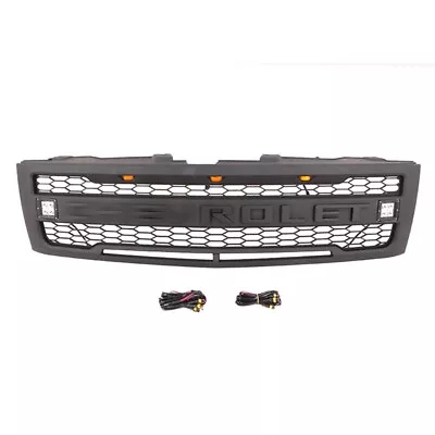 Black Front Grille Bumper Grill Fit For CHEVROLET Silverado 1500 2007-2013 W/led • $255.59