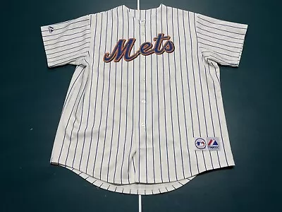 New York Mets MLB Majestic Pedro Martinez Pinstripe White Jersey Size XL • $32.99