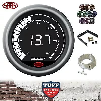 SAAS Muscle Digital Turbo Diesel Boost Gauge Black Face LCD 52mm + Fitting Kit • $109.99