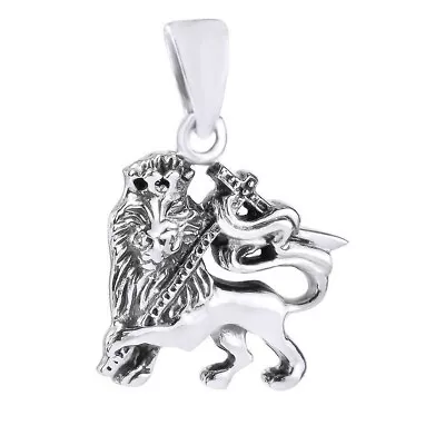 Animal Rasta Lion Of Judah Brave Charm 14K White Gold Pendent (No Chain) • $207.63