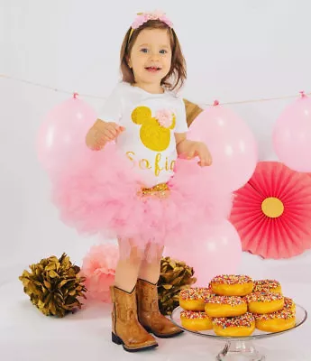 First Birthday OutfitMinnie Mouse OutfitPink And Gold BirthdayHandmade • $39.99