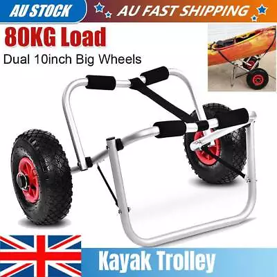 Foldable Kayak Canoe Trolley Plus Strap Aluminium Collapsible Wheel Cart Carrier • $53.99