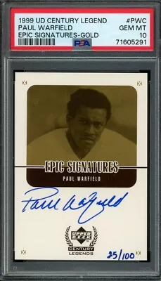 1999 Ud Century Legends Epic Signatures Gold P Warfield Psa 10 Auto #/100 [291] • $250