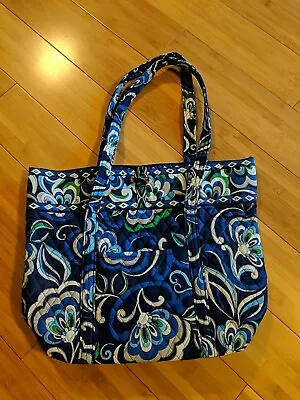Vera Bradley Tote Shoulder Bag Purse Mediterranean Blue (Retired 2008) • $28