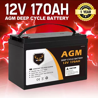 170AH 12V AGM Deep Cycle Battery Golf Cart Buggy Camping Scooter Solar Battery • $259.95