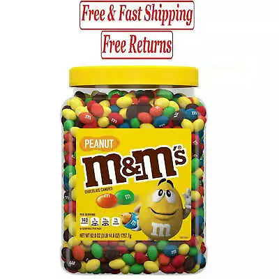 M&M'S Peanut Milk Chocolate Candy Bulk Jar (62 Oz.) Free Shipping • $24.88