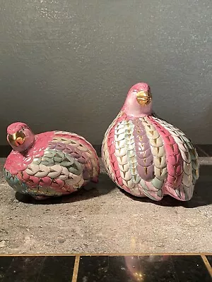 Vintage Quail Birds Figurines Ceramic Porcelain Multi-Color Set Of 2 • $35