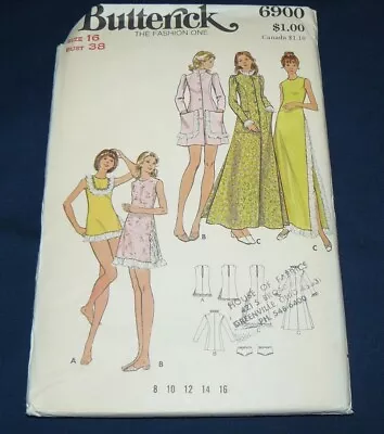 Vintage Butterick Pattern #6900 Misses' Gown Panties Robe Size 16 Uncut FF • $17.96