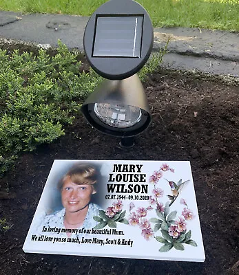 Cemetery Grave Marker Grave Headstone Solar Light Personalised Grave Memorial • £29.99