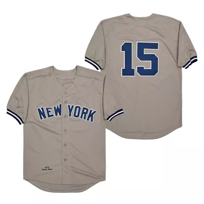 Throwback 1973 Thurman Munson #15 New York Baseball Jerseys All Stitched Gray • $35