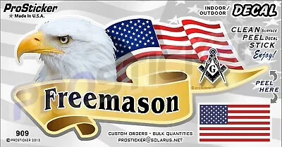 ProSticker 909 (One) 3  X 6  American Flag  Freemason Masonic Decal Sticker • $7.95