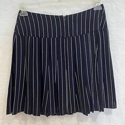 VTG Francine Browner Women’s Navy & White Striped Pleated Mini Skirt Sz 8 USA • $17.50