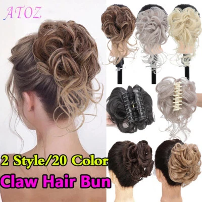 £3.59 • Buy Claw Clip In Messy Bun HairPiece Curly Clip In Claw Hair Hairpieces Wave Hair 