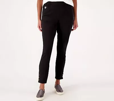 Quacker Factory Women's Petite Pants PM Short DreamJeannes Pull-On Black A563736 • $21.12