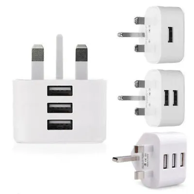 Mains 3 Pin UK Plug 3 AMP USB Adapter Wall Charger Home Charging For Phones • $3.99