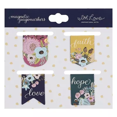 Faith Hope Love Vintage Floral Mini Magnetic Bookmarks With Inspirational • $8.49