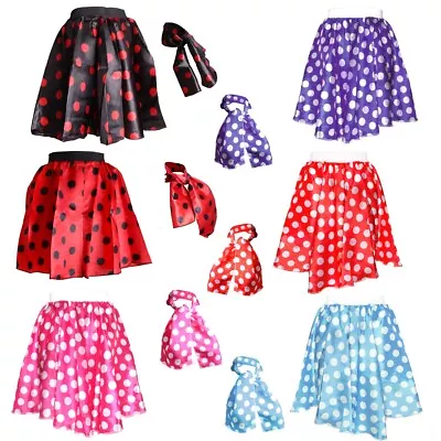 £7.91 • Buy POLKA DOT SKIRT & SCARF 50s Rockabilly Costume Fancy Dress Hen Do Night Party UK
