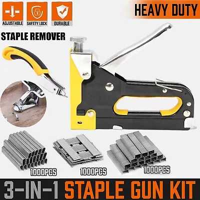 Heavy Duty Stapler Tacker Free Staples Upholstery Staple Gun Staple Remover Tool • $24.99