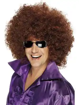 Adult Unisex Afro Wig BROWN Hair Halloween Costume Tight Fro 60s 70s Womens Mens • $16.99