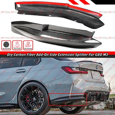 For 21-24 BMW G80 M3 Dry Carbon Fiber Rear Bumper Corner Splitter Extension Spat • $185.99